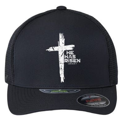 Happy Easter Jesus He Has Risen Religious Christian Flexfit Unipanel Trucker Cap