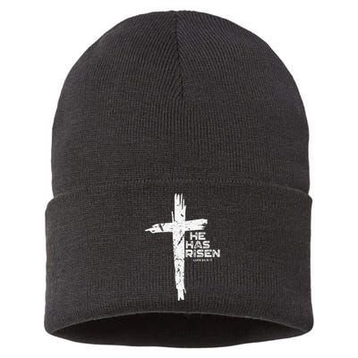 Happy Easter Jesus He Has Risen Religious Christian Sustainable Knit Beanie