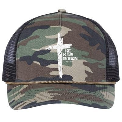 Happy Easter Jesus He Has Risen Religious Christian Retro Rope Trucker Hat Cap