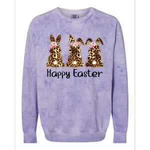 Happy Easter Leopard Bunny Rabbit Palm Sunday Meaningful Gift Colorblast Crewneck Sweatshirt