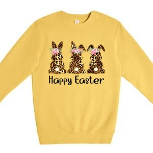 Happy Easter Leopard Bunny Rabbit Palm Sunday Meaningful Gift Premium Crewneck Sweatshirt