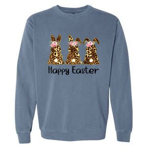 Happy Easter Leopard Bunny Rabbit Palm Sunday Meaningful Gift Garment-Dyed Sweatshirt