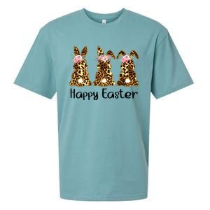 Happy Easter Leopard Bunny Rabbit Palm Sunday Meaningful Gift Sueded Cloud Jersey T-Shirt