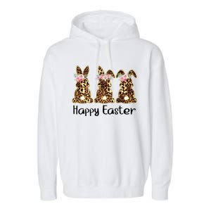 Happy Easter Leopard Bunny Rabbit Palm Sunday Meaningful Gift Garment-Dyed Fleece Hoodie