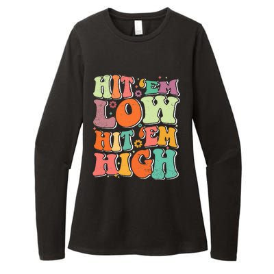 Hit 'Em Low Hit 'Em High Groovy Road to Victory Football Womens CVC Long Sleeve Shirt