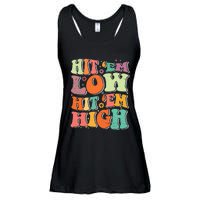 Hit 'Em Low Hit 'Em High Groovy Road to Victory Football Ladies Essential Flowy Tank