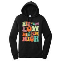 Hit 'Em Low Hit 'Em High Groovy Road to Victory Football Women's Pullover Hoodie