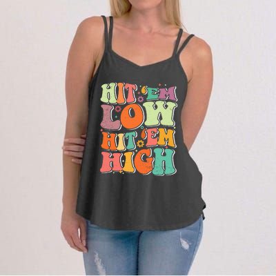 Hit 'Em Low Hit 'Em High Groovy Road to Victory Football Women's Strappy Tank