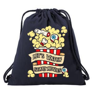 Horror Enthusiast Lets Watch Scary Movies Scary Horror Drawstring Bag