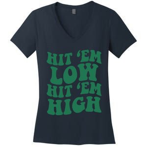 Hit 'Em Low Hit 'Em High Women's V-Neck T-Shirt