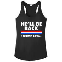 He'll Be Back Trump 2024 Ladies PosiCharge Competitor Racerback Tank