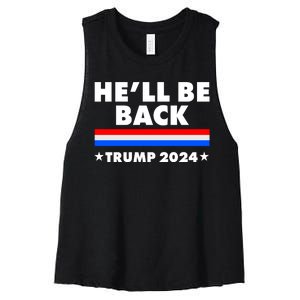 He'll Be Back Trump 2024 Women's Racerback Cropped Tank