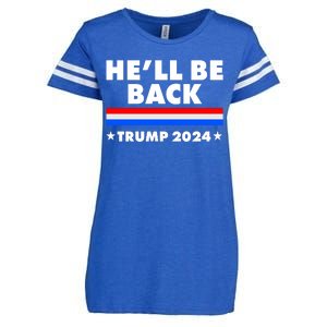 He'll Be Back Trump 2024 Enza Ladies Jersey Football T-Shirt