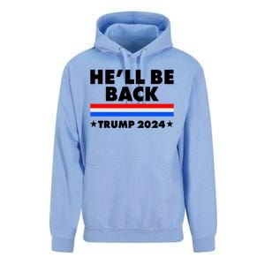 He'll Be Back Trump 2024 Unisex Surf Hoodie