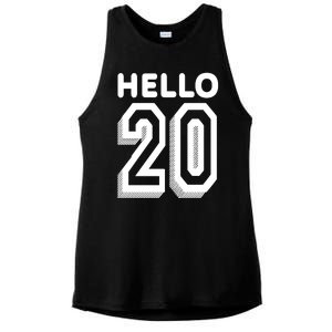 Hello 20 Funny 20th Birthday Ladies PosiCharge Tri-Blend Wicking Tank