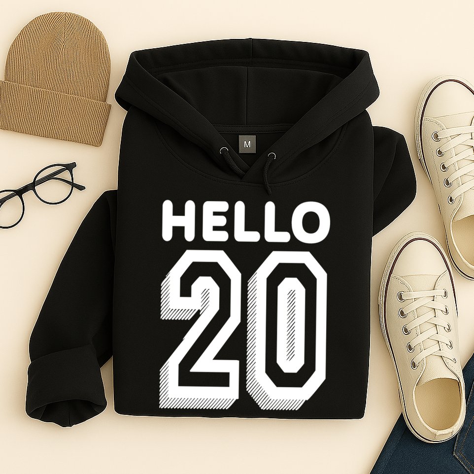 Hello 20 Funny 20th Birthday Hoodie