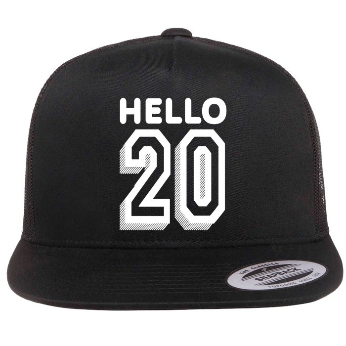 Hello 20 Funny 20th Birthday Flatbill Hat