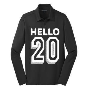 Hello 20 Funny 20th Birthday Silk Touch Performance Long Sleeve Polo