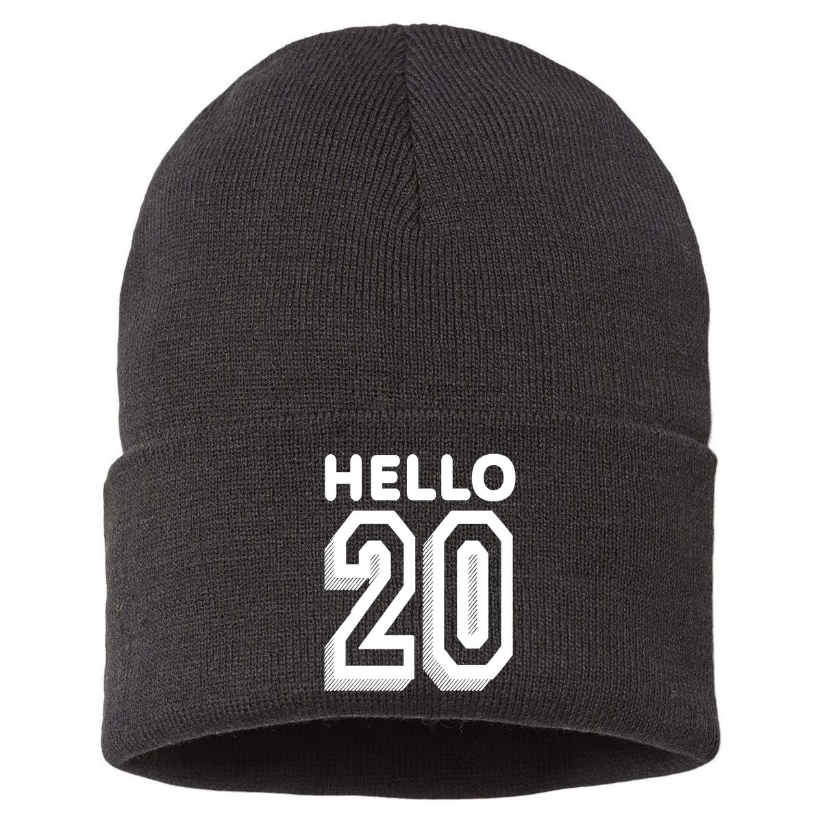 Hello 20 Funny 20th Birthday Sustainable Knit Beanie