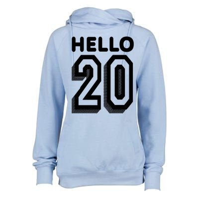 Hello 20 Funny 20th Birthday Womens Funnel Neck Pullover Hood