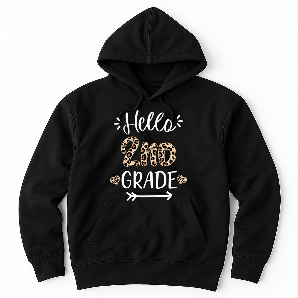 Hello 2nd Grade Cute Leopard Heart Hoodie