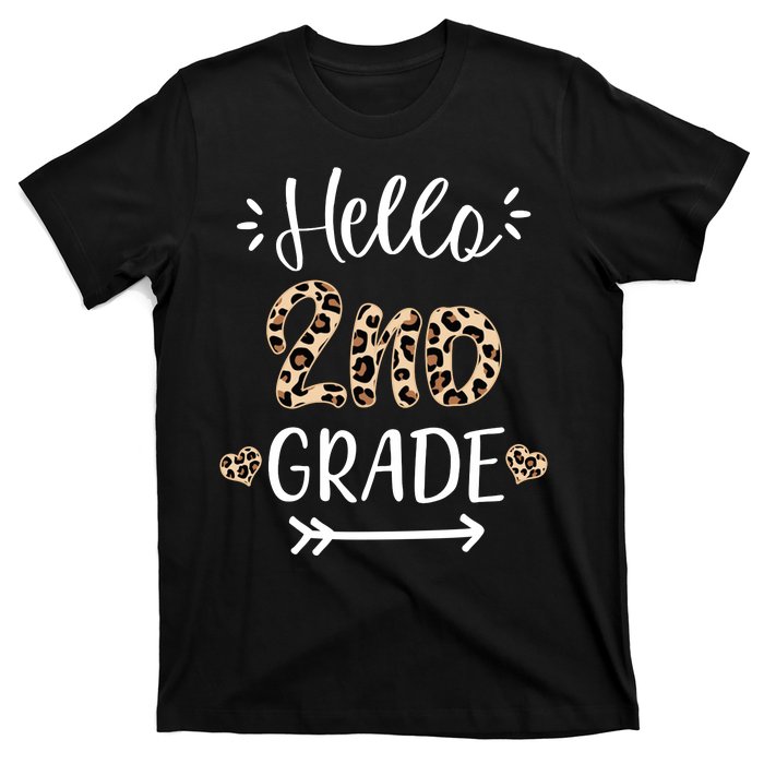 Hello 2nd Grade Cute Leopard Heart T-Shirt