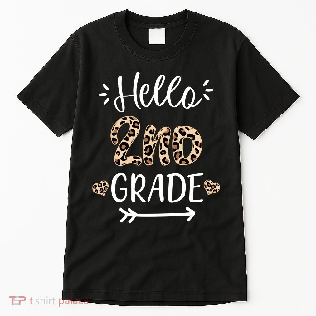 Hello 2nd Grade Cute Leopard Heart Tall T-Shirt