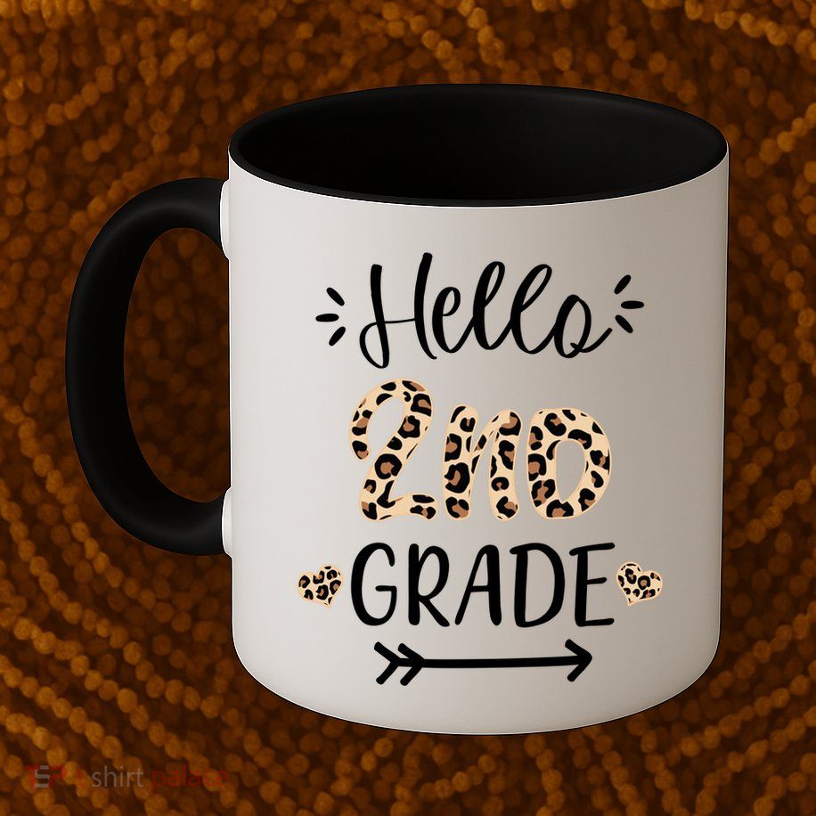 Hello 2nd Grade Cute Leopard Heart Mug