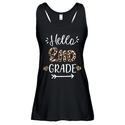 Hello 2nd Grade Cute Leopard Heart Ladies Essential Flowy Tank