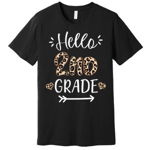 Hello 2nd Grade Cute Leopard Heart Premium T-Shirt