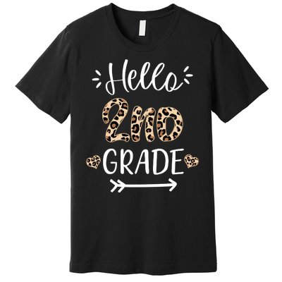 Hello 2nd Grade Cute Leopard Heart Premium T-Shirt