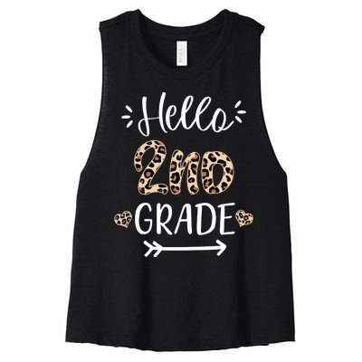 Hello 2nd Grade Cute Leopard Heart Women's Racerback Cropped Tank