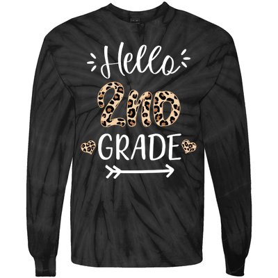 Hello 2nd Grade Cute Leopard Heart Tie-Dye Long Sleeve Shirt