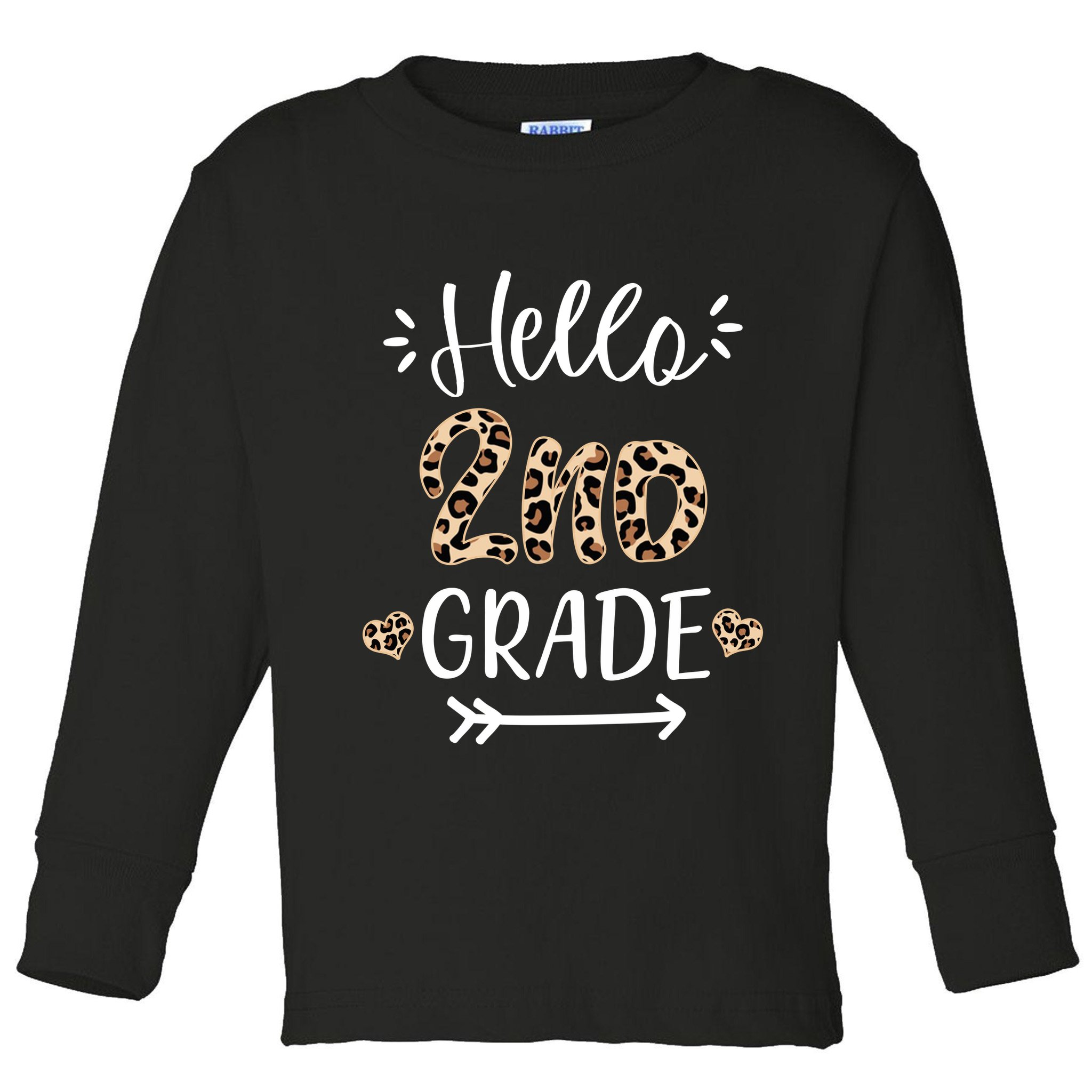 Hello 2nd Grade Cute Leopard Heart Toddler Long Sleeve Shirt