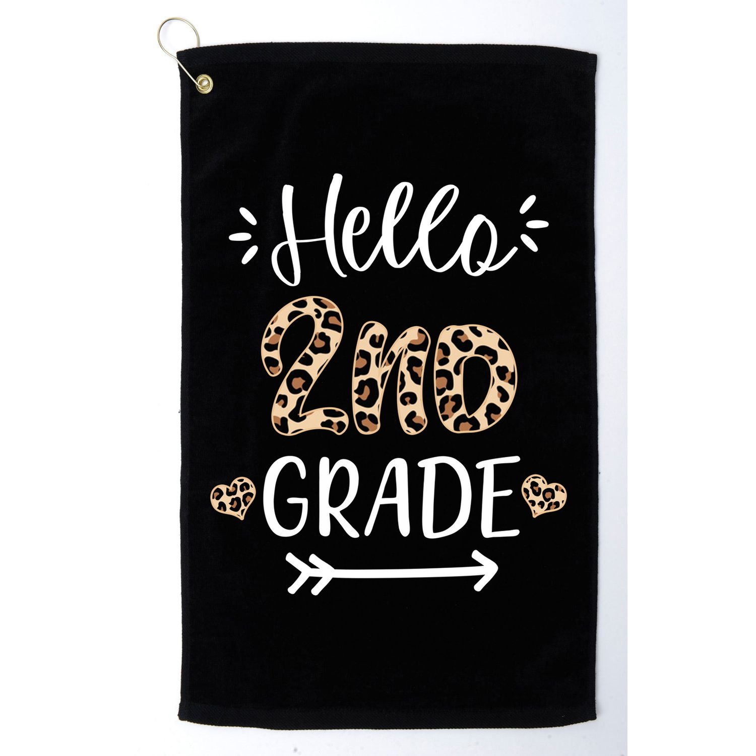 Hello 2nd Grade Cute Leopard Heart Golf Towel