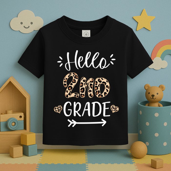 Hello 2nd Grade Cute Leopard Heart Toddler T-Shirt