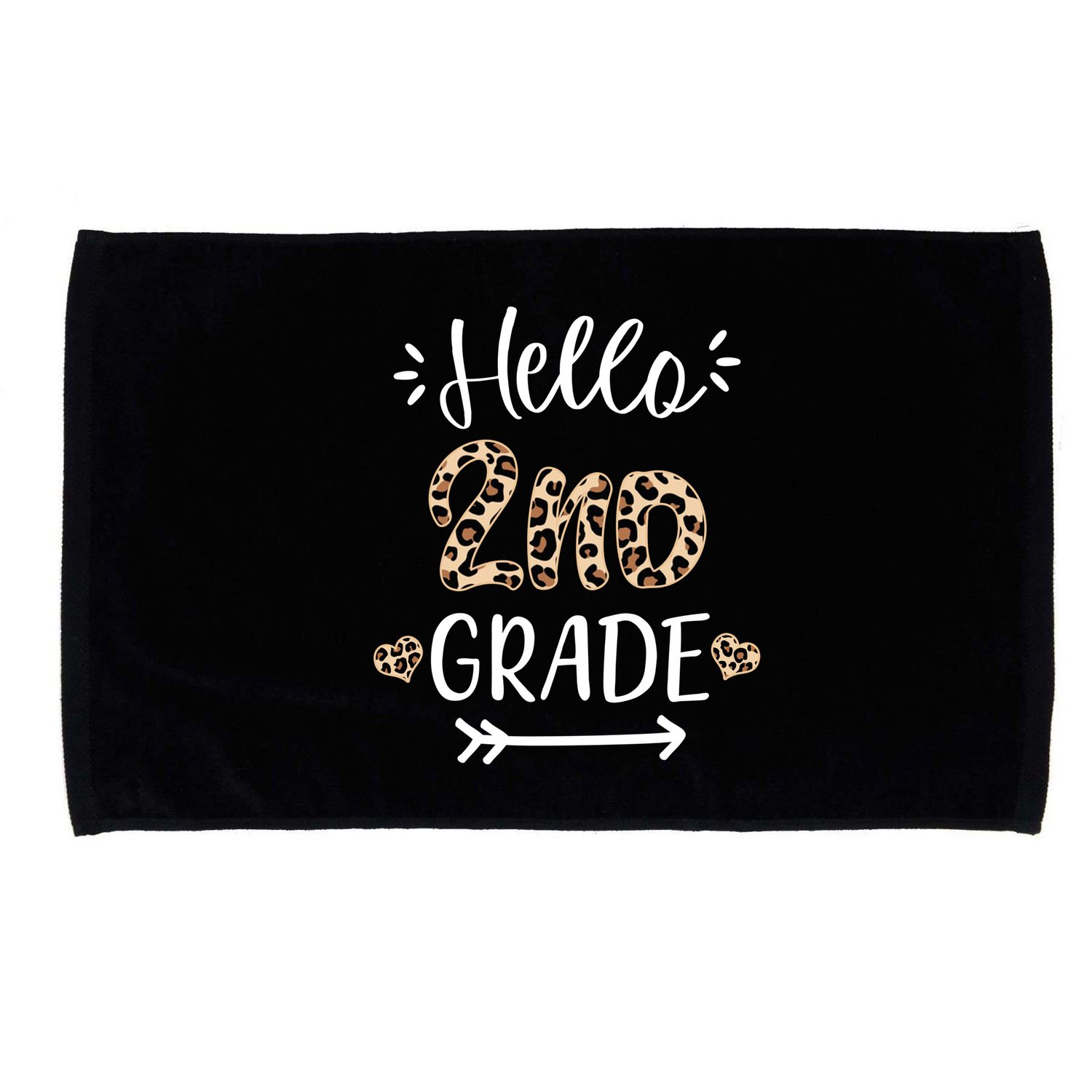 Hello 2nd Grade Cute Leopard Heart Microfiber Hand Towel