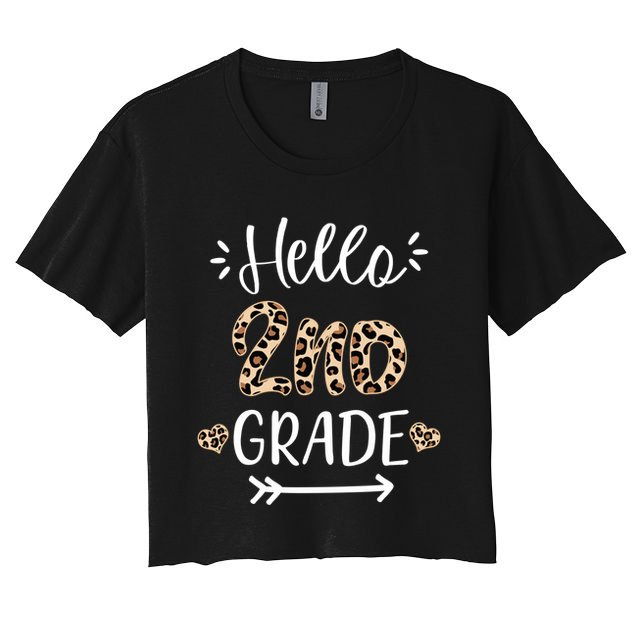 Hello 2nd Grade Cute Leopard Heart Crop Top