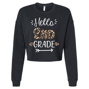 Hello 2nd Grade Cute Leopard Heart Cropped Pullover Crew