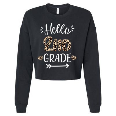 Hello 2nd Grade Cute Leopard Heart Cropped Pullover Crew