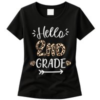 Hello 2nd Grade Cute Leopard Heart Womens T-Shirt
