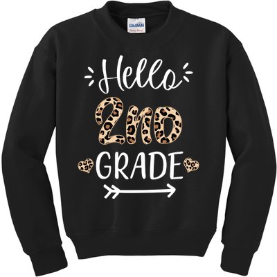 Hello 2nd Grade Cute Leopard Heart Kids Sweatshirt