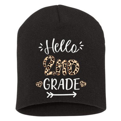 Hello 2nd Grade Cute Leopard Heart Short Acrylic Beanie