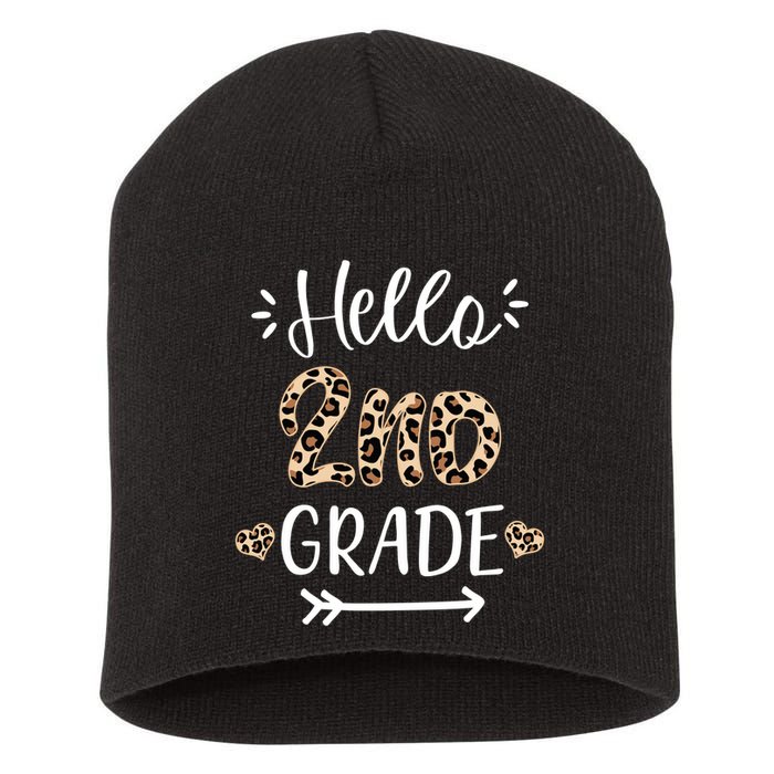 Hello 2nd Grade Cute Leopard Heart Short Acrylic Beanie