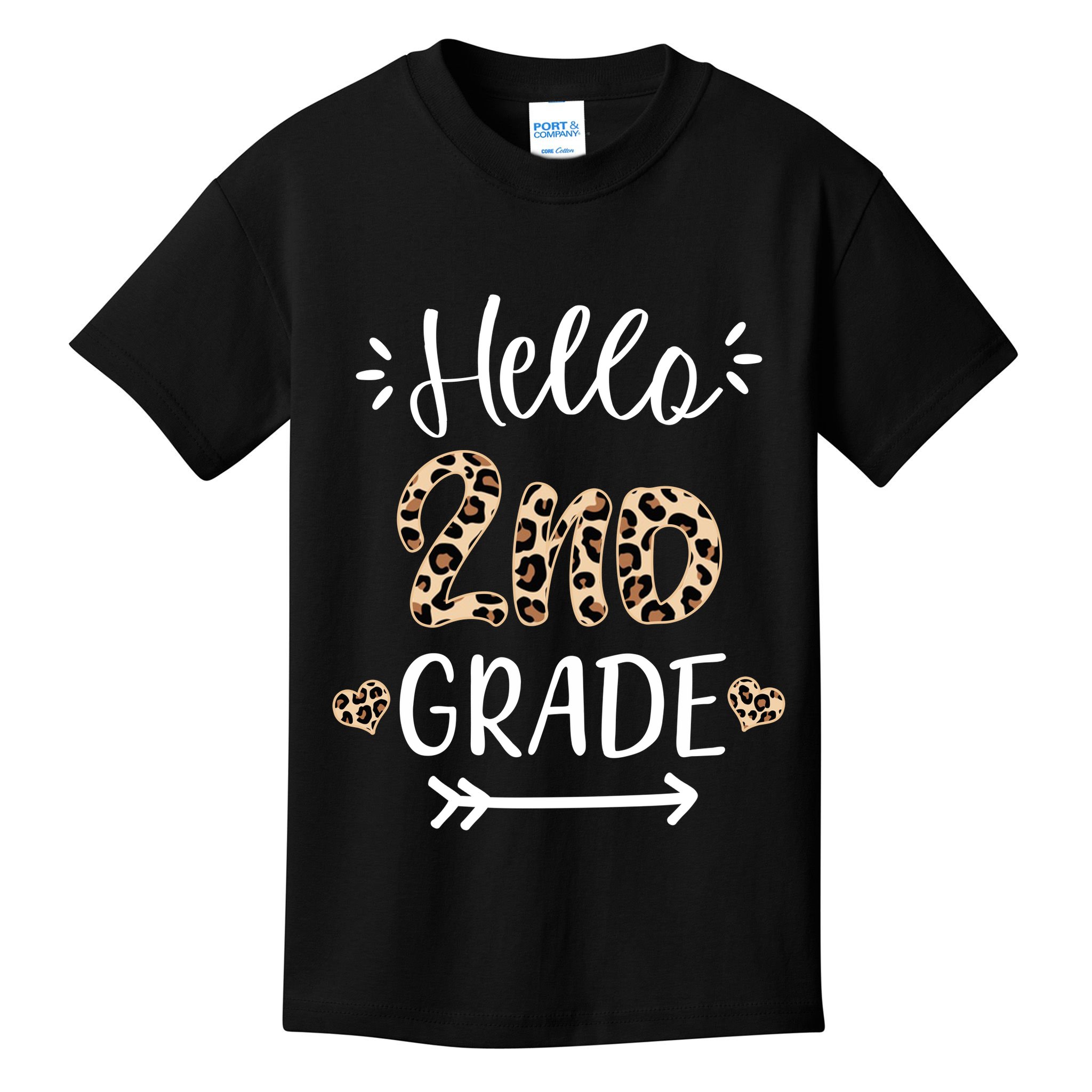 Hello 2nd Grade Cute Leopard Heart Kids T-Shirt