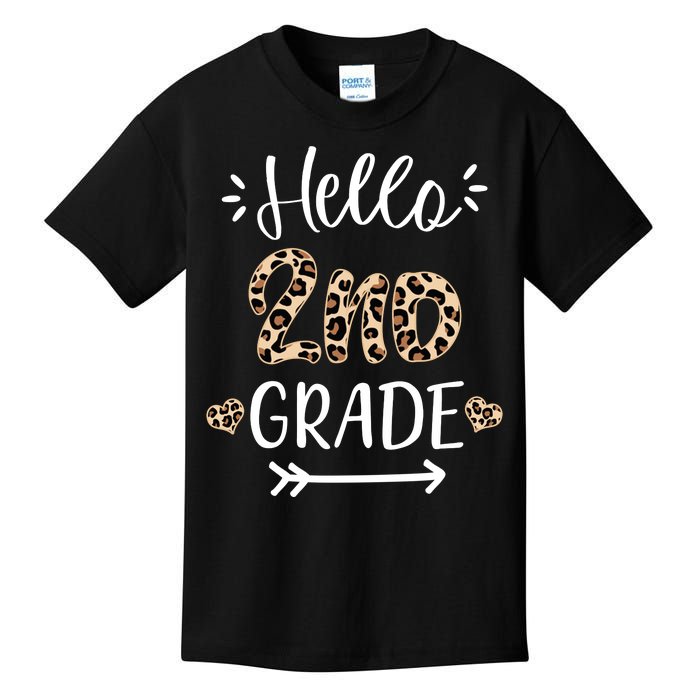 Hello 2nd Grade Cute Leopard Heart Kids T-Shirt