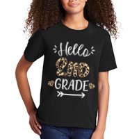 Hello 2nd Grade Cute Leopard Heart Kids T-Shirt
