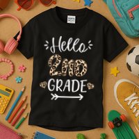 Hello 2nd Grade Cute Leopard Heart Kids T-Shirt