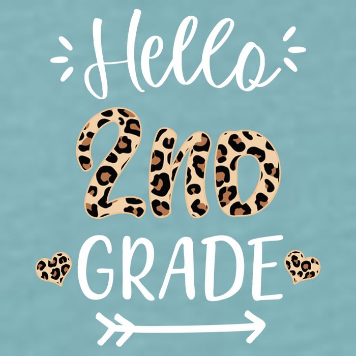 Hello 2nd Grade Cute Leopard Heart Sueded Cloud Jersey T-Shirt
