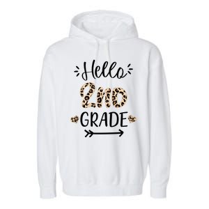 Hello 2nd Grade Cute Leopard Heart Garment-Dyed Fleece Hoodie